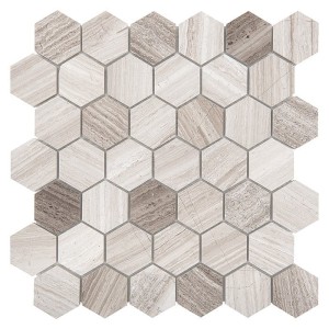 Mozaika kamienna Woodstone Grey Hexagon 48 29,8x30,2